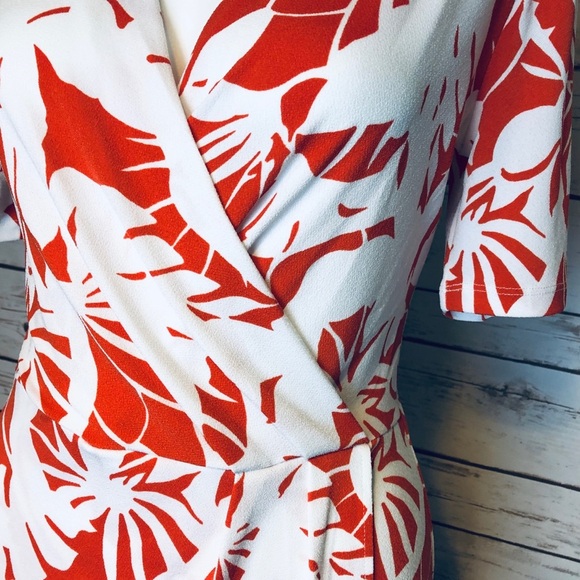 Ann Taylor White/Orange Tropical Print - Picture 2 of 8